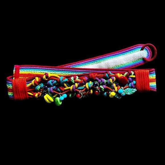 VTG 90’s Woven Rainbow Tropical Fruit Belt - Picture 10 of 10